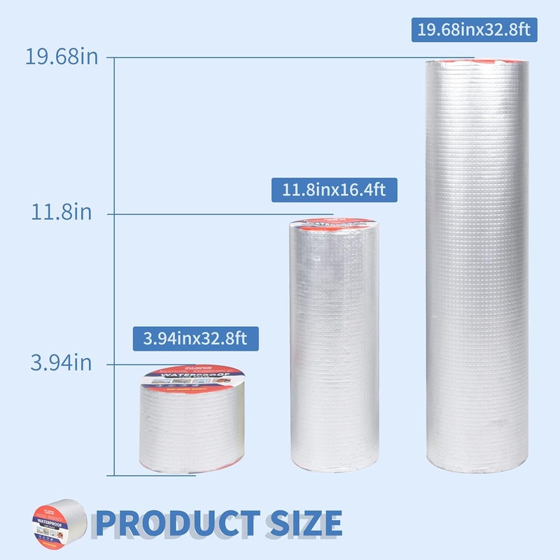 LFGUD Waterproof Tape for Leaks Aluminum Butyl Tape with Adhesive for RV Repair, Glass Repairs, Air Mattress Patch, Window Caulking, Boat Sealing, Roof Patching 4in x 32.8ft - Image 2